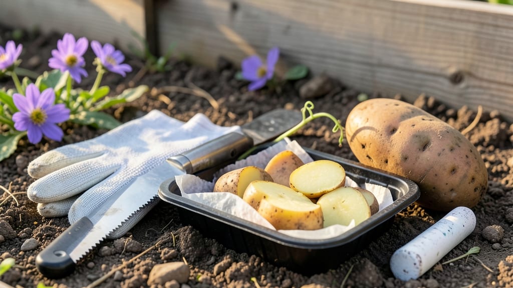 Cutting Seed Potatoes Before Planting: Knife-Edge Technique for Stronger Stems